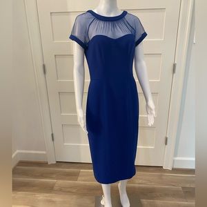 Maggie London Dress 
Size 6 - Midi length - Sheer top w/V-back exposed zipper